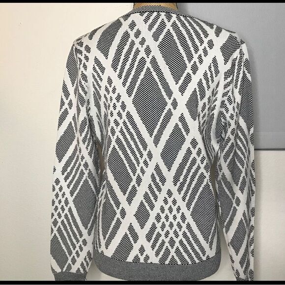 Ann Taylor Cardigan Sweater Womens Size Large Black White Viscose Blend Buttons - Picture 3 of 8